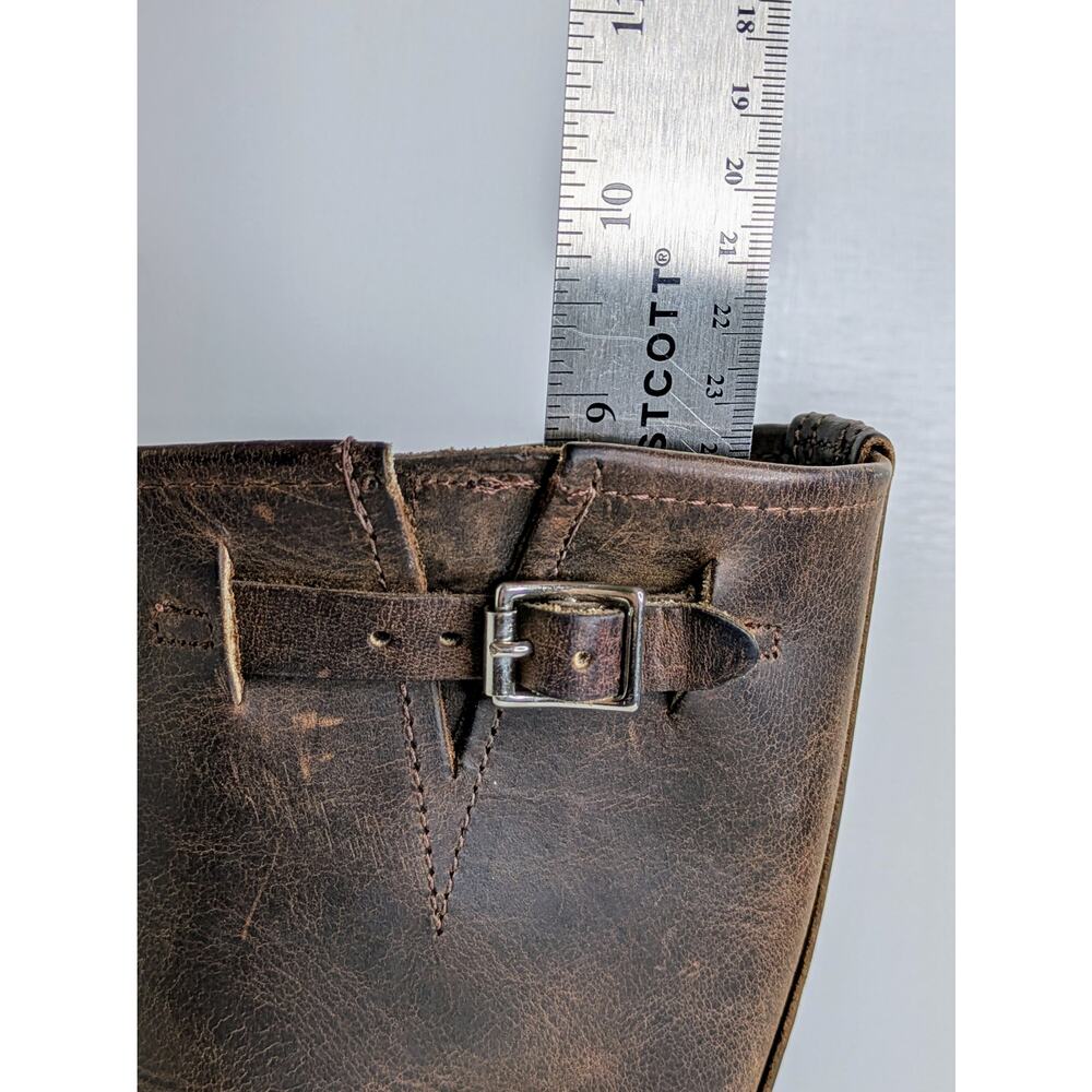 Frye Engineer 12R Boots 8 Brown Leather Tall Moto Buckle Vintage Patina USA - Picture 16 of 16